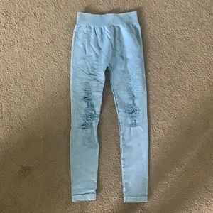 Distressed Denim Leggings